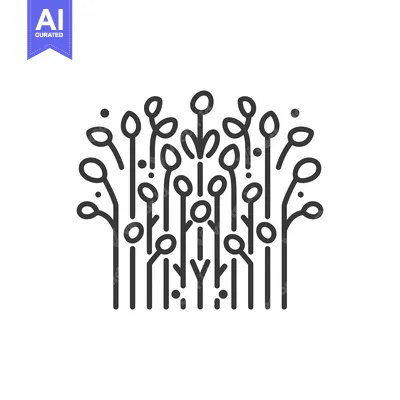 Premium design asset: A stylized line drawing of a field of plants