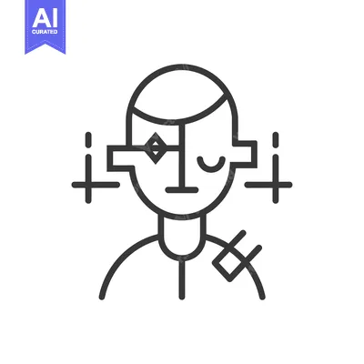 Aset desain premium: A stylized outline image of a person with a patch over one eye