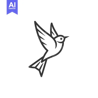 Aset desain premium: A stylized outline of a bird in flight