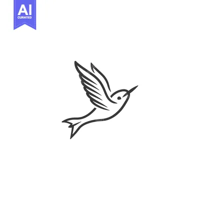 Aset desain premium: A stylized outline of a hummingbird in flight