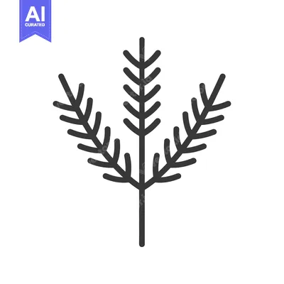 Aset premium populer: A stylized outline of a three-branched plant with rounded edges