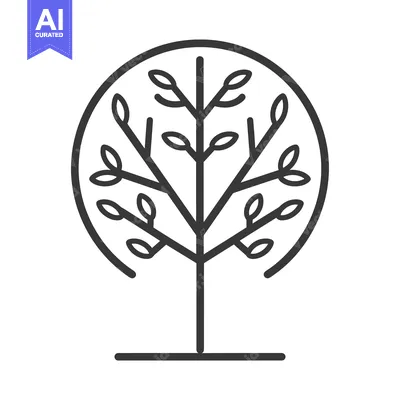 Premium design asset: A stylized outline of a tree with branches and leaves