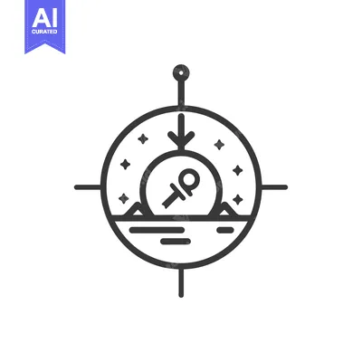 Aset premium populer: A stylized representation of an ankh symbol within a circle with mount