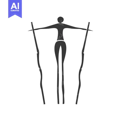 Aset premium populer: A stylized silhouette of a person standing on stilts