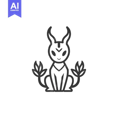 Aset premium populer: A stylized, sitting creature with horns and plant-like appendages.