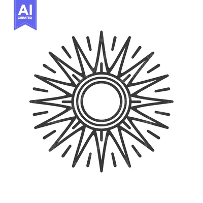Aset premium populer: A stylized sun with rays and a double outline