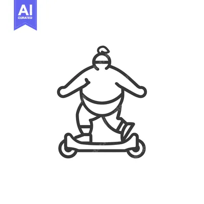 A Sumo Wrestler Riding a Skateboard