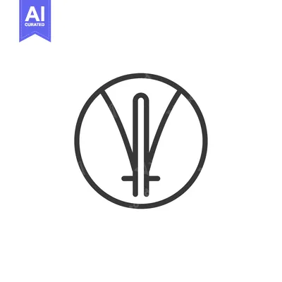 Aset premium populer: A sword with a double-ended crossguard inside a circle