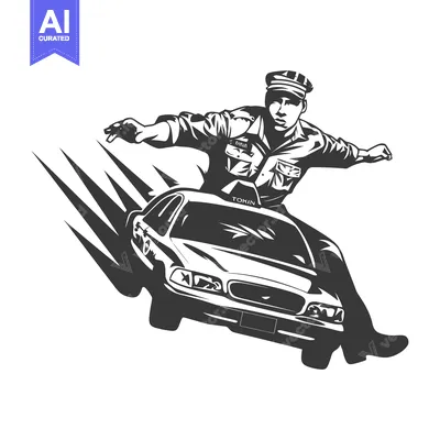 Premium design asset: A Taxi Driver Riding on Top of His Car