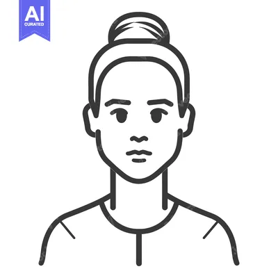 Aset premium populer: A line drawing portrait depicting a woman with her hair up