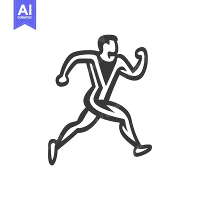 Vector illustration depicts a man running in mid stride motion
