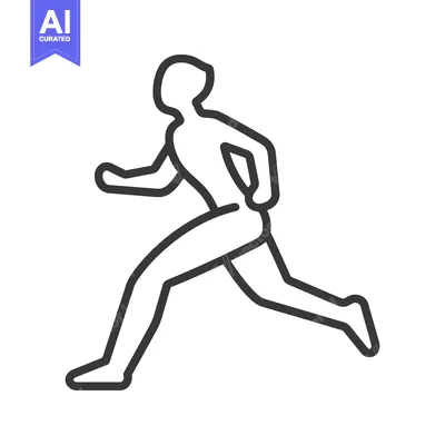 Aset premium populer: A minimalistic black and white outline depicting a person running fast