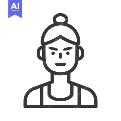 Aset premium populer: A minimalist illustration of a woman with a stern expression