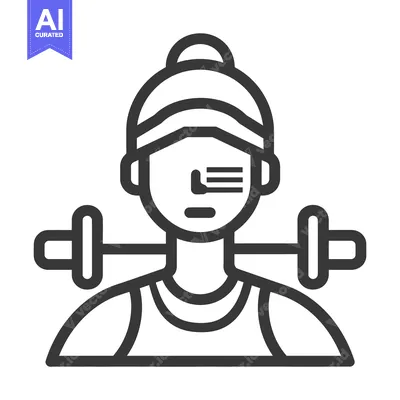 Aset premium populer: A stylized illustration of a person lifting weights in training