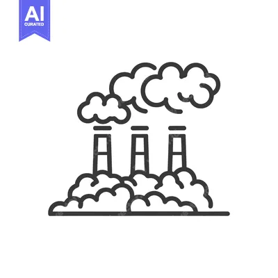 Illustration depicting a factory with smoke rising into the atmosphere