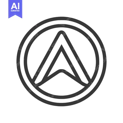 Aset premium populer: Minimalist Icon: Arrowhead Inside Double Circle, Modern Design, Graphi