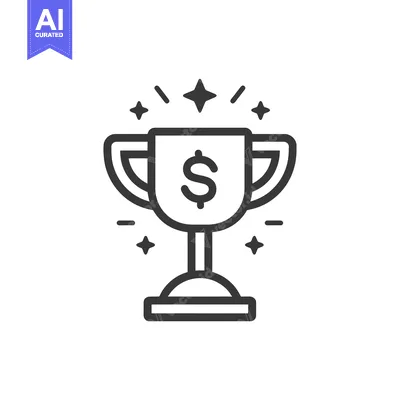 Aset desain premium: A trophy with a dollar sign inside and stars around it