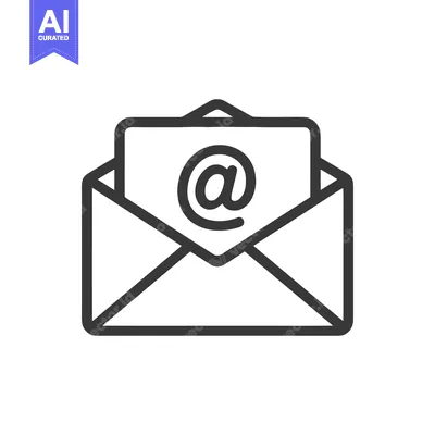 Popular premium asset: Minimalist Email Icon: Open Envelope with @ Symbol on White Background