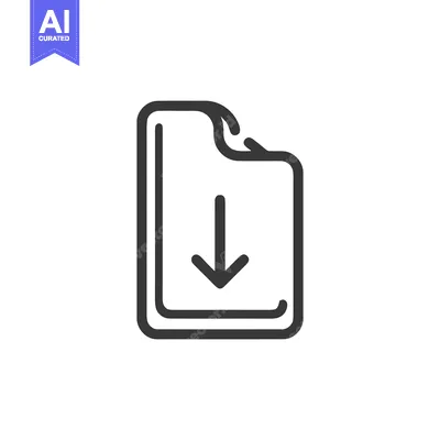 Aset premium populer: Minimalist Download Icon: Arrow Pointing Down in File Outline