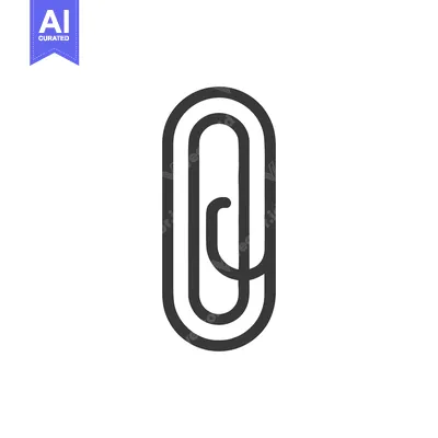 Aset desain premium: Minimalist Paper Clip Icon in Dark Gray on White Background