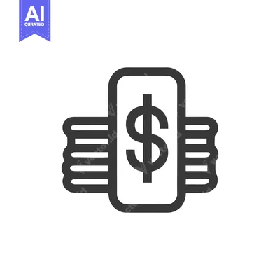 Aset desain premium: Minimalist Dollar Symbol with Coins Icon in Black and White