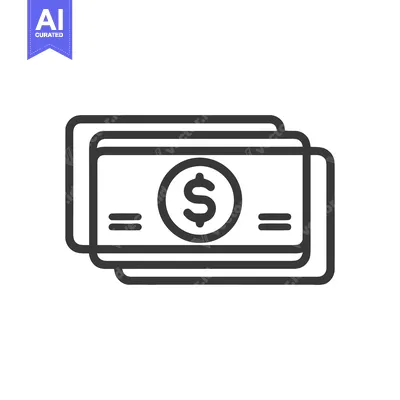 Aset desain premium: Stacked Dollar Bills Icon: Minimalist Finance Symbol with Currency Sig