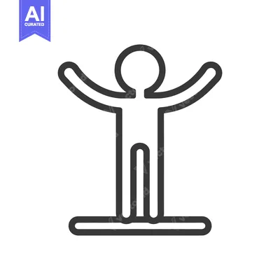Aset desain premium: A stylized figure representing a person with arms raised upwards
