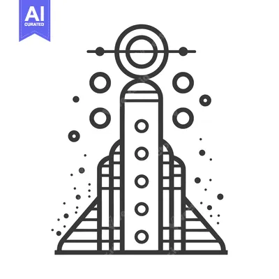 Aset desain premium: Abstract black and white artwork depicting an architectural concept