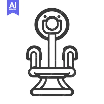 Premium design asset: An illustrated drawing of a barber shop chair and headrest