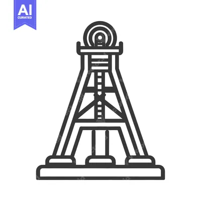 Aset desain premium: A simple illustration depicting a mining headframe structure
