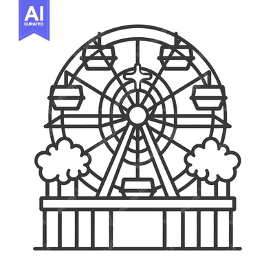 Popular premium asset: A simple black and white line drawing of a ferris wheel