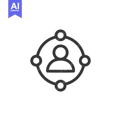 Aset desain premium: Connected User Icon: Networked Profile with Circle Nodes, Minimalist D