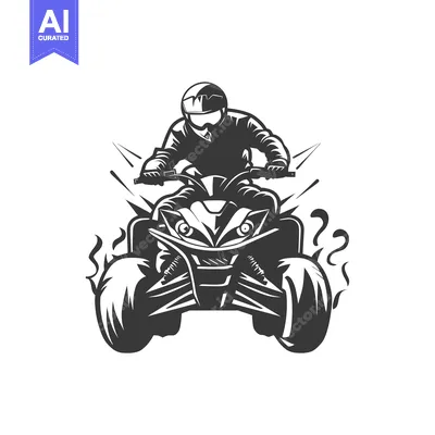 Aset desain premium: ATV Rider in Helmet and Goggles on Quad Bike