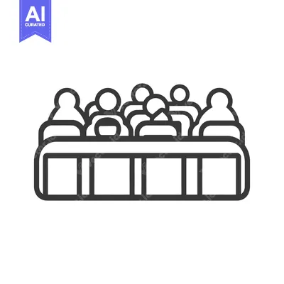A black and white line drawing of people in a meeting