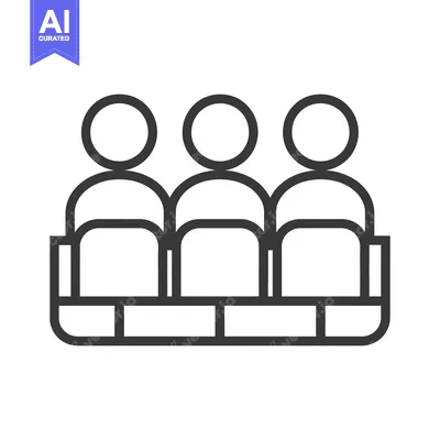 Aset premium populer: Three simple stick figures sitting on a long bench seat