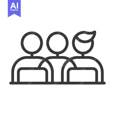 Aset desain premium: Three people icons arranged together representing a group of persons