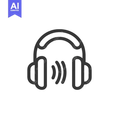 Aset desain premium: Headphones Icon with Sound Waves, Minimalist Design, Audio Symbol