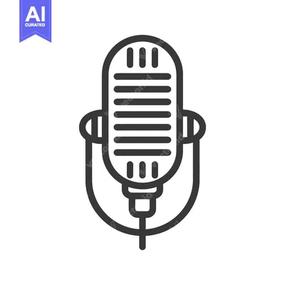 Aset premium populer: An illustrated vintage style microphone with a cord for recording audi