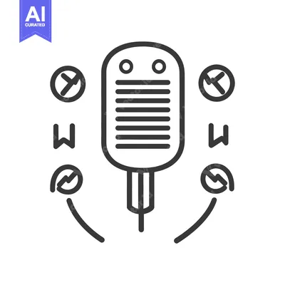 Aset desain premium: A minimalist outline depicting studio recording equipment and symbols