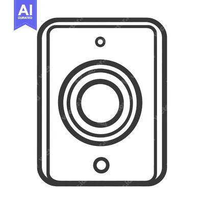 Aset premium populer: A modern black and white graphic illustration of a speaker system