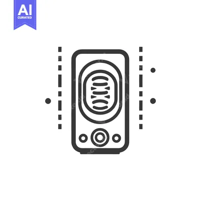Aset desain premium: A minimalist black and white illustration of a speaker device