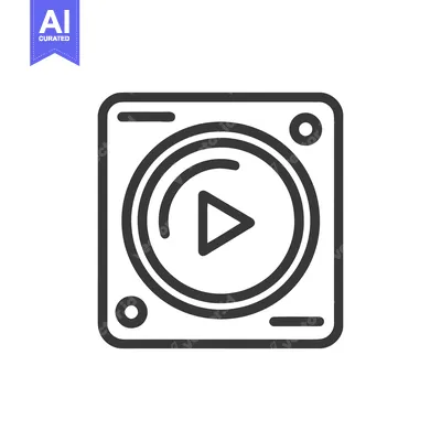 Aset premium populer: Minimalist Play Button Icon in Square Frame with Rounded Corners
