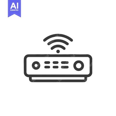 Premium design asset: Modern Wireless Router Icon with Bold Outline and Signal Waves
