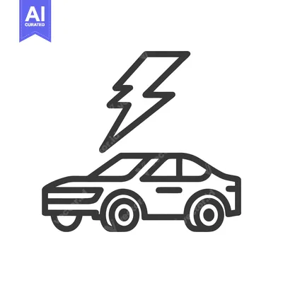 Aset premium populer: Electric Car Icon: Modern Vehicle with Lightning Bolt Symbol, Clean Li