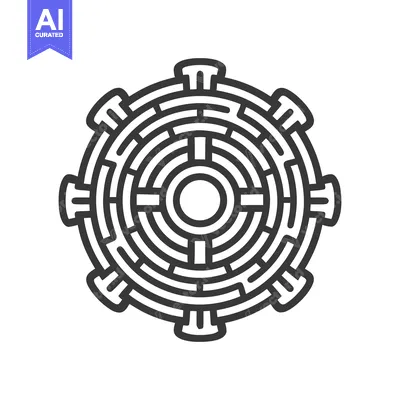 Popular premium asset: Circular Maze Icon with Rounded Edges, Black and White Design