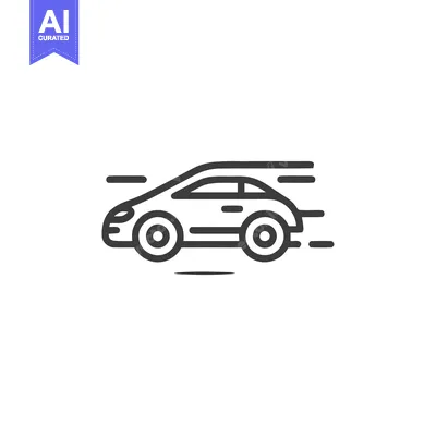 Aset premium populer: Sleek Car Icon with Motion Lines, Minimalist Design