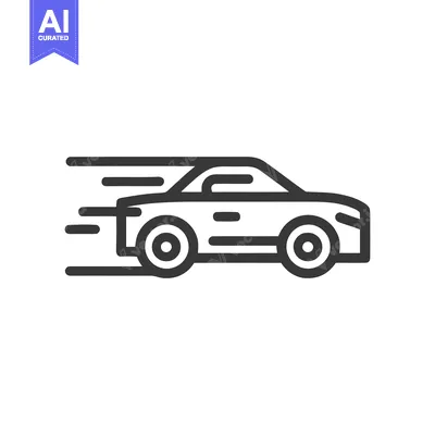 Aset desain premium: Sleek Car Icon with Motion Lines, Modern Automotive Design