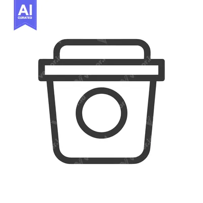 Aset desain premium: Minimalist Coffee Cup Icon: Bold Outline on White Background