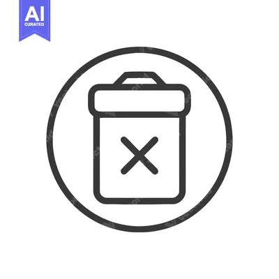Popular premium asset: Delete Icon: Simple Black Line Art of Trash Can with Cross in Circle