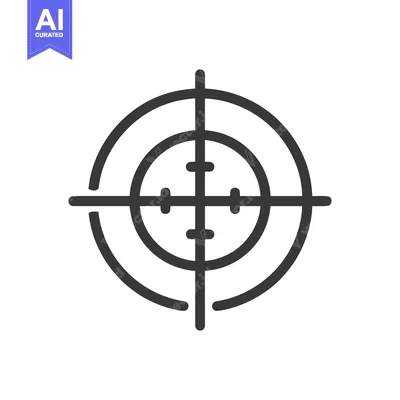 Aset desain premium: Minimalist Target Icon: Concentric Circles with Crosshairs on White Ba